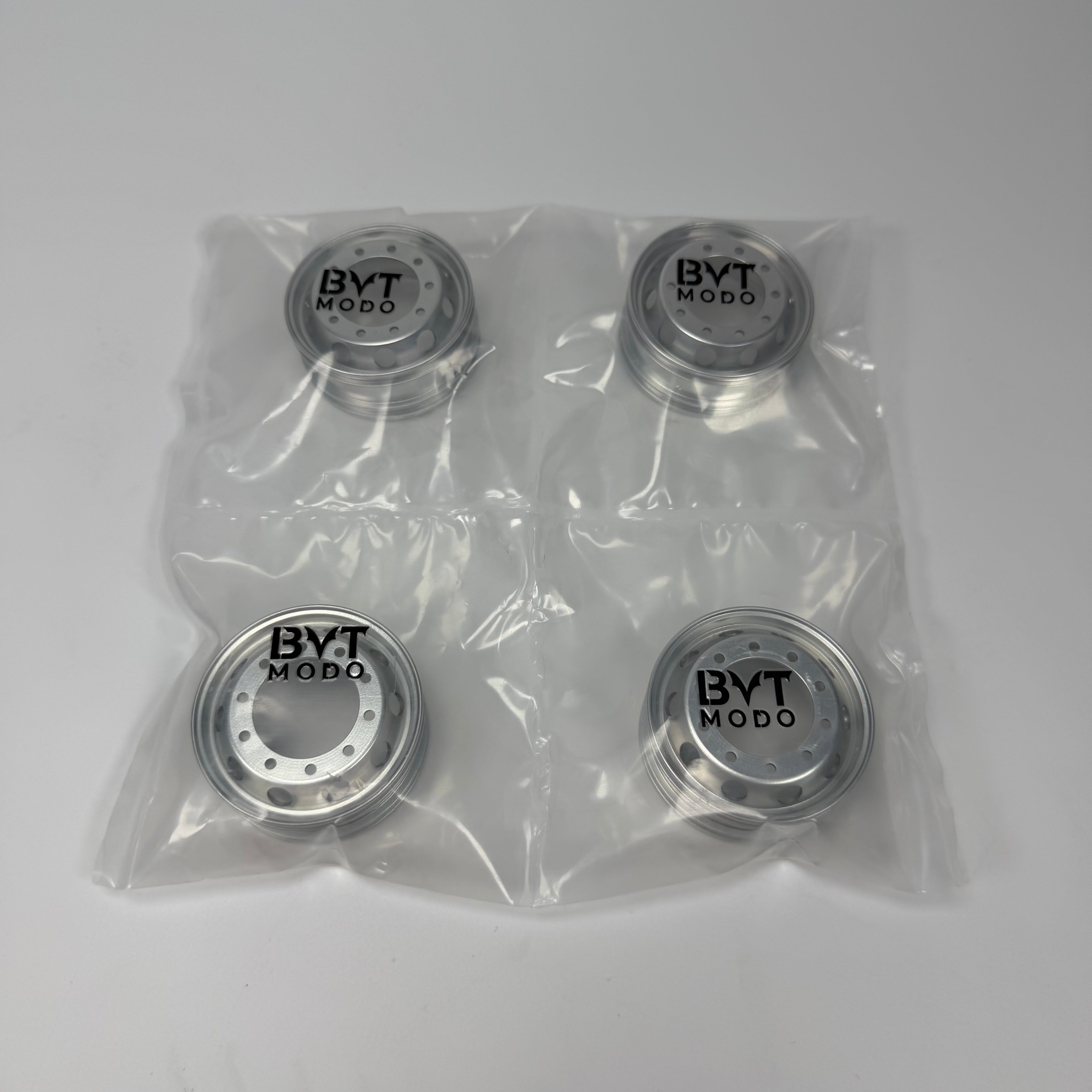 1/14 Scale CNC Machined Aluminum Rear Wheel Rims (4-Piece Set) for Tamiya Trucks - Simulation Heavy-Duty Hub Kit