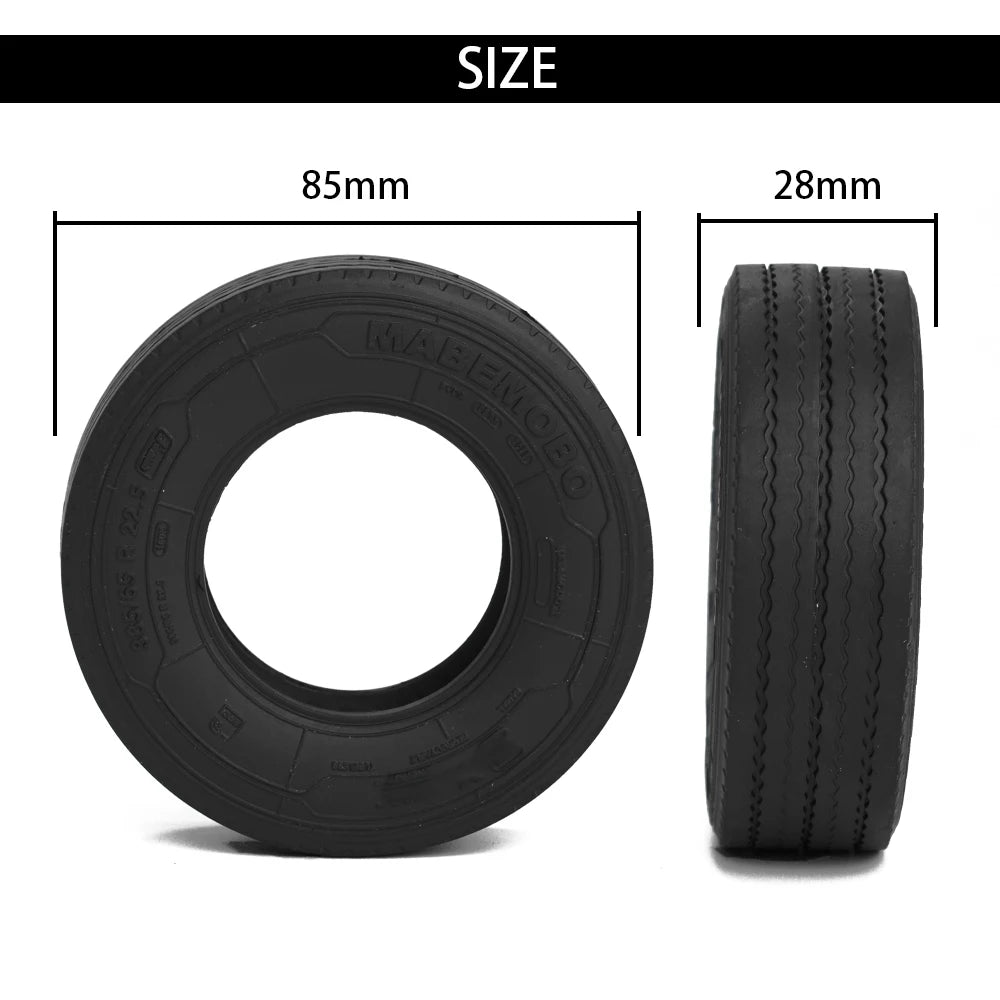 22mm 28mm Rubber Tires Highway Road Tyre for 1/14 Tamiya RC Truck Tractor Tipper SCANIA 770S VOLVO BENZ MAN TGX Upgrade
