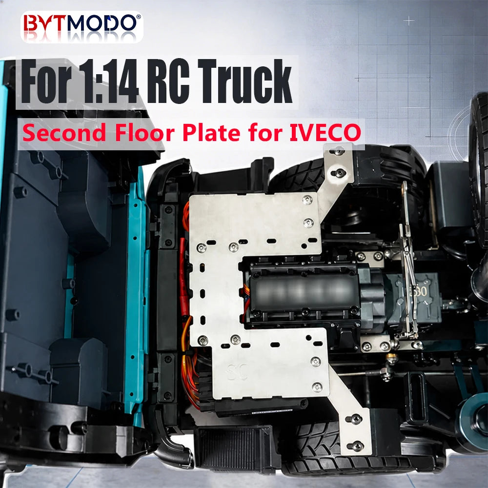 RC Stainless Steel Second Floor Plate Upper Deck for 1/14 IVECO RC Truck Upgrade Parts RC Car Dump Tamiya VOLVO ACTROS