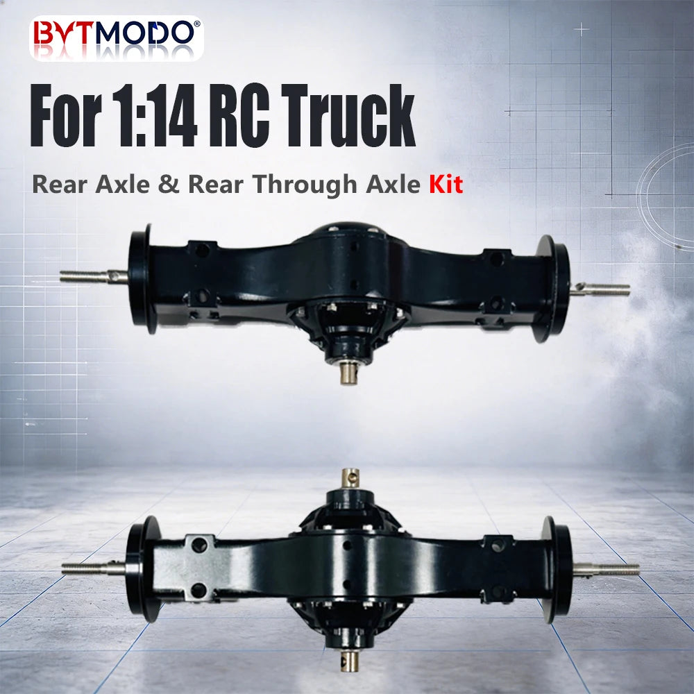 1/14 All Metal Rear Axle and Rear Through Axle Kit for 1/14 Tamiya RC Truck SCANIA 770S VOLVO 750 ACTROS 3363 MAN TGX