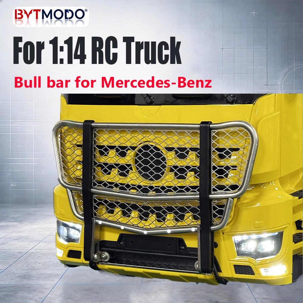 RC Bull Bar Stainless Steel Front Bumper Guard for 1/14 RC Truck Mercedes-Benz 3363 RC Car Dump Tamiya VOLVO ACTROS MAN