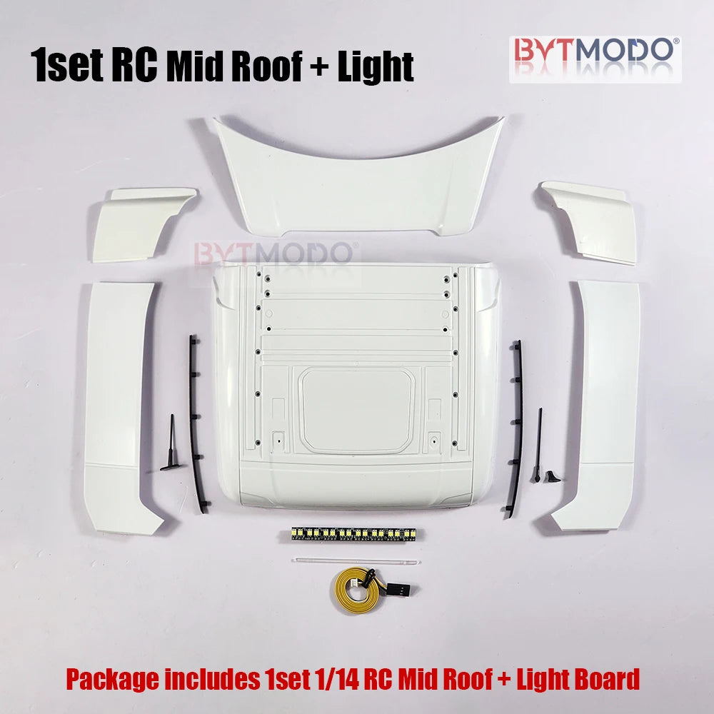 Cab Roof Kit Replacement LED Light Bar Body Parts for 1/14 RC Truck Tamiya Scania 770S 3363 RC Car Dump VOLVO ACTROS MAN