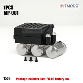 RC Truck Chassis Detail Set Battery Box Servo Mount Urea Tank Air Tank for Tamiya MAN TGX 1/14 Rc Tractor Truck Tipper Dumper