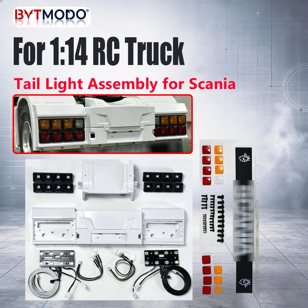 RC Rear Tail Light LED Euro Truck Lamp Assembly for 1/14 SCANIA 770S RC Truck Tamiya Hino VOLVO 750 ACTROS 3363 MAN TGX