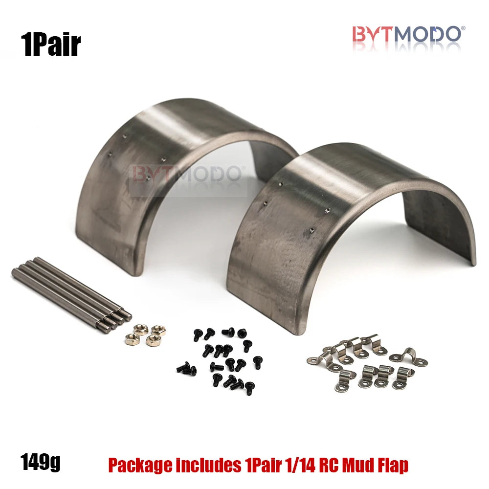 1/14 RC Dump Front/Rear Fender Pair Steel Dual Wheel Mud Flaps Mudguard Cover for Tamiya 1/14 Rc Tractor Truck Tipper Dumper