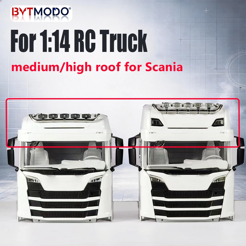Cab Roof Kit Replacement LED Light Bar Body Parts for 1/14 RC Truck Tamiya Scania 770S 3363 RC Car Dump VOLVO ACTROS MAN