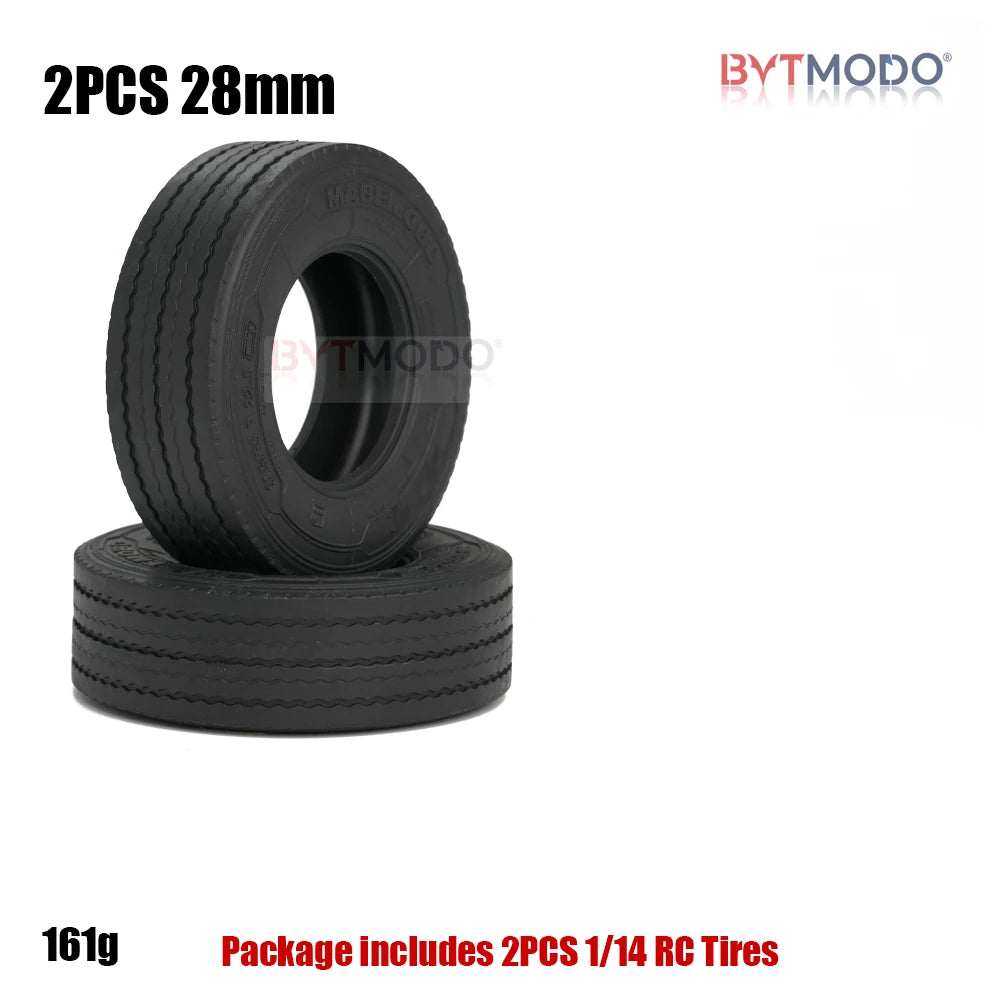 22mm 28mm Rubber Tires Highway Road Tyre for 1/14 Tamiya RC Truck Tractor Tipper SCANIA 770S VOLVO BENZ MAN TGX Upgrade