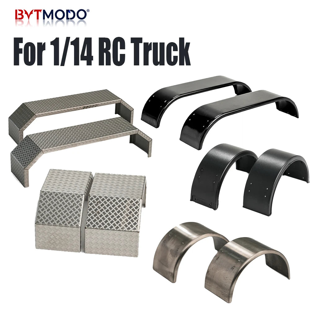 1/14 RC Dump Front/Rear Fender Pair Steel Dual Wheel Mud Flaps Mudguard Cover for Tamiya 1/14 Rc Tractor Truck Tipper Dumper