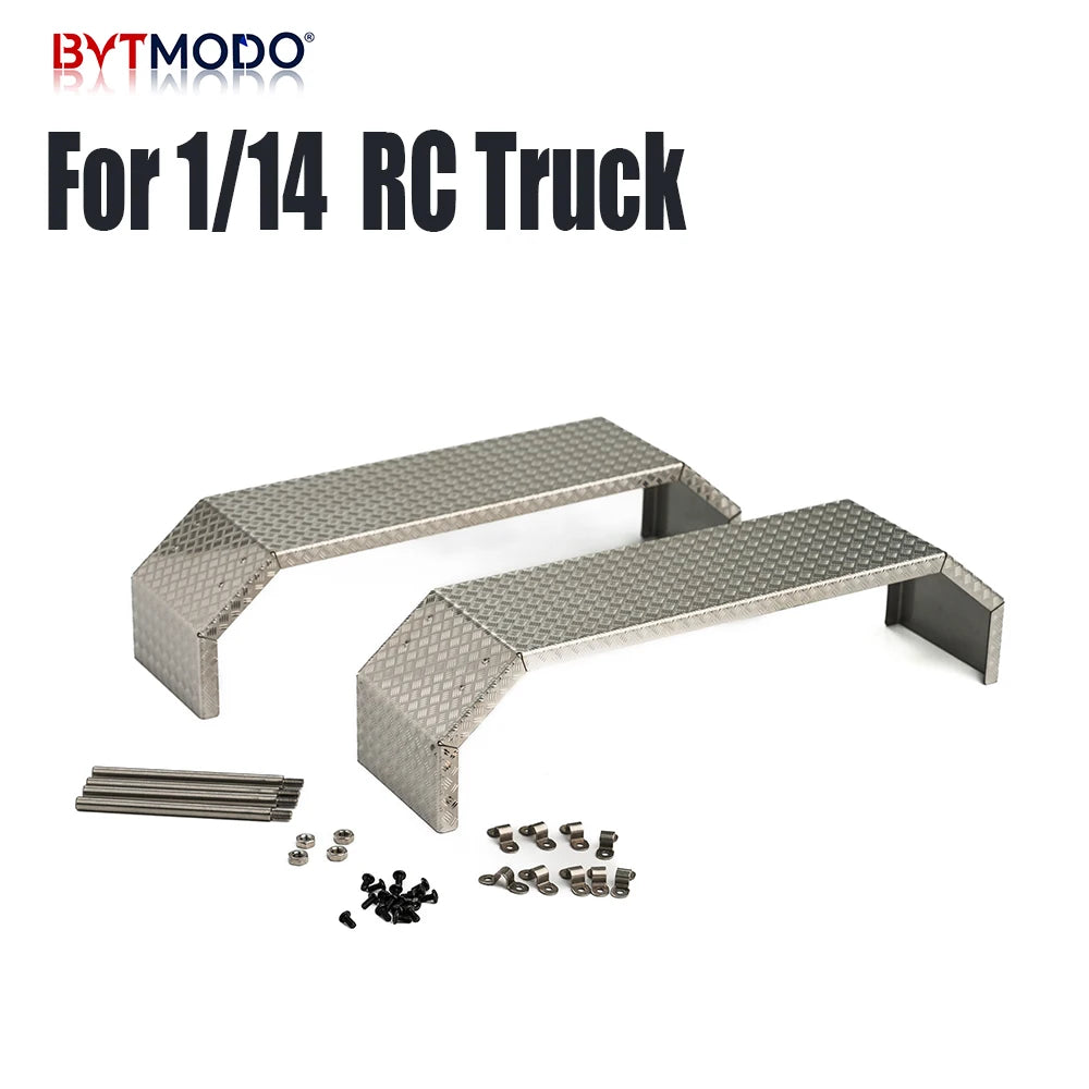 RC Truck Rear Fender Dual Axle Mud Flaps Stainless Steel Mudguard Wheel Cover for Tamiya 1/14 Rc Tractor Truck Tipper Dumper DIY