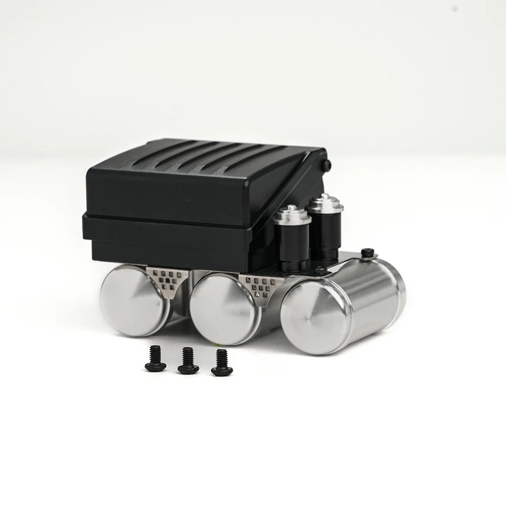 RC Truck Battery Box Metal with Air Tanks Servo Mount Bracket Aluminum Alloy for Tamiya MAN 1/14 Rc Tractor Truck Tipper Dumper