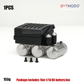 RC Truck Battery Box Metal with Air Tanks Servo Mount Bracket Aluminum Alloy for Tamiya MAN 1/14 Rc Tractor Truck Tipper Dumper