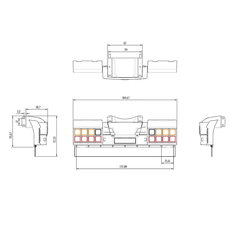 RC Rear Tail Light LED Euro Truck Lamp Assembly for 1/14 SCANIA 770S RC Truck Tamiya Hino VOLVO 750 ACTROS 3363 MAN TGX