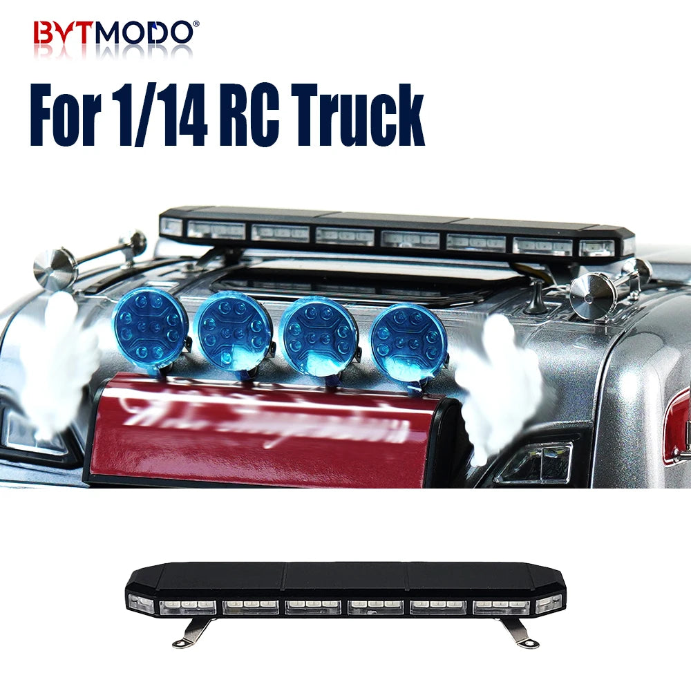 360 Degree Warning Lights Bar Lamp Metal Roof Light RGB LED for 1/14 Tamiya RC Truck Crawler Dump Tractor Tipper Actros Scania