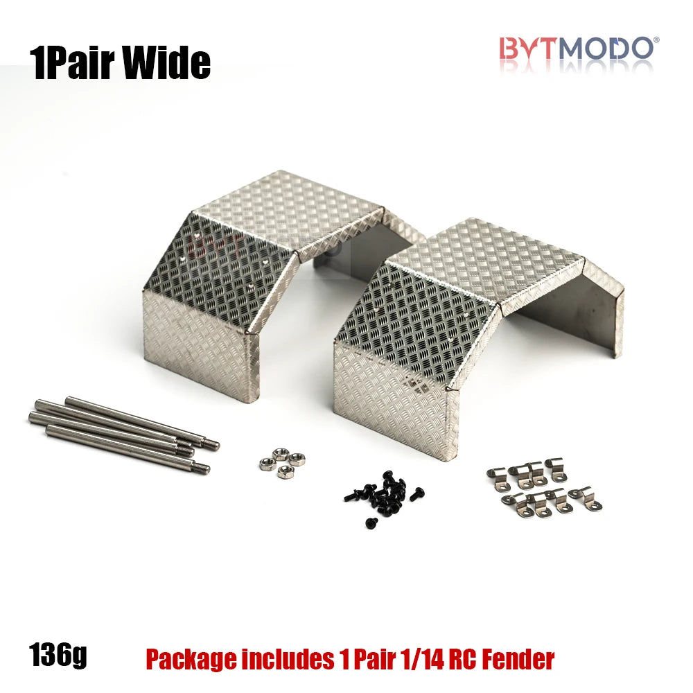 1/14 RC Dump Front/Rear Fender Pair Steel Dual Wheel Mud Flaps Mudguard Cover for Tamiya 1/14 Rc Tractor Truck Tipper Dumper