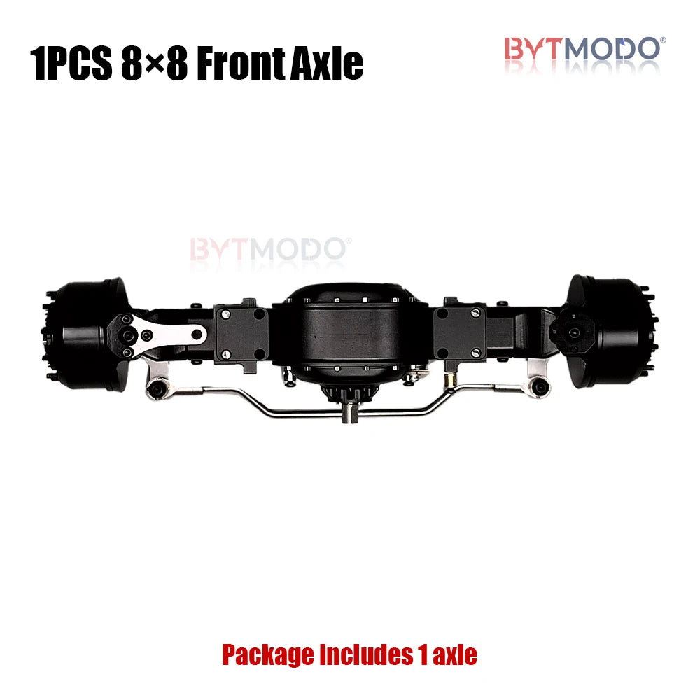 8x8 CNC Aluminum Alloy Front Axle Diff Lock 8WD for 1/14 Tamiya RC Truck Crawler SCANIA 770S VOLVO 750 ACTROS 3363 MAN