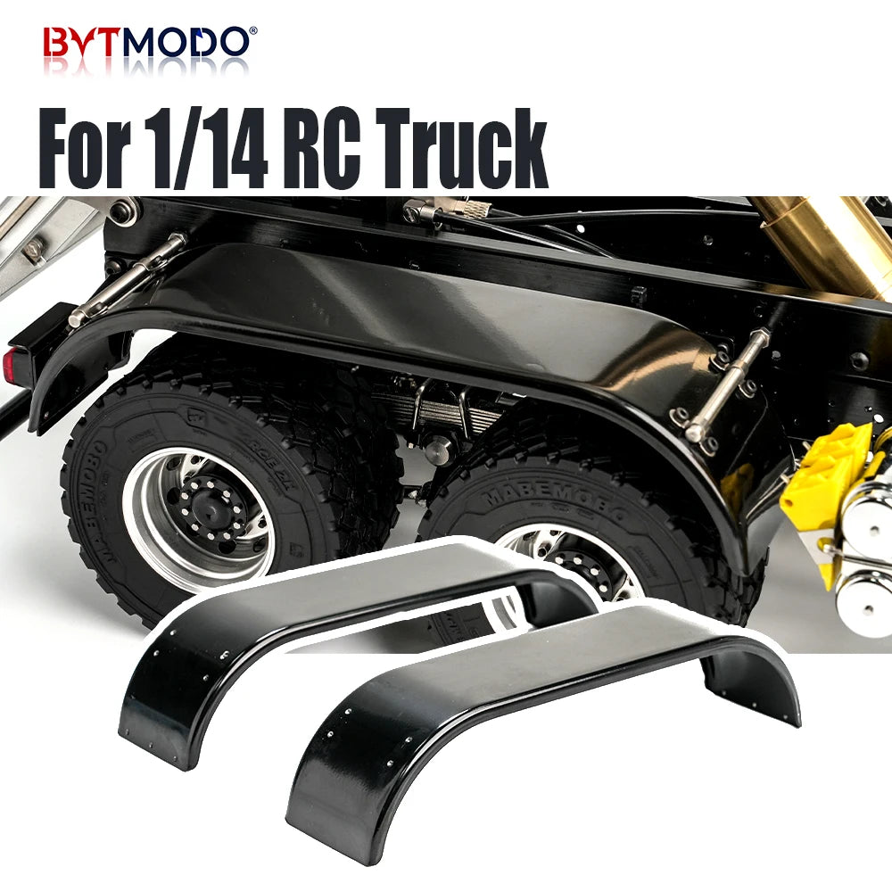 Pair 1/14 RC Dump Rear Fender Steel Dual Wheel Mud Flaps Mudguard Wheel Cover for Tamiya 1/14 Rc Tractor Truck Tipper Dumper
