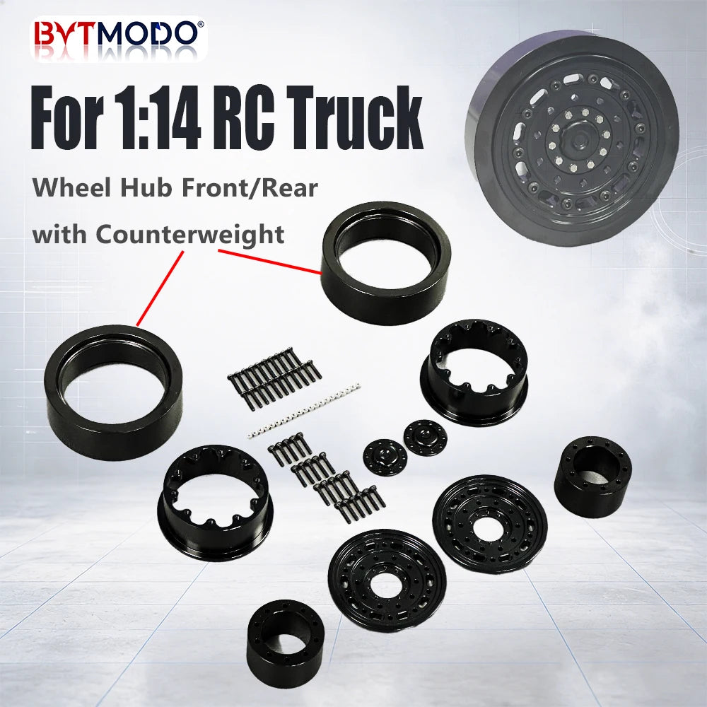 1.9inch 2PCS All Metal Wheels Hub Rim Counterweight for 1/14 Tamiya RC Truck SCANIA 770S VOLVO 750 ACTROS 3363 MAN TGX