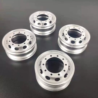 1/14 Scale CNC Machined Aluminum Rear Wheel Rims (4-Piece Set) for Tamiya Trucks - Simulation Heavy-Duty Hub Kit