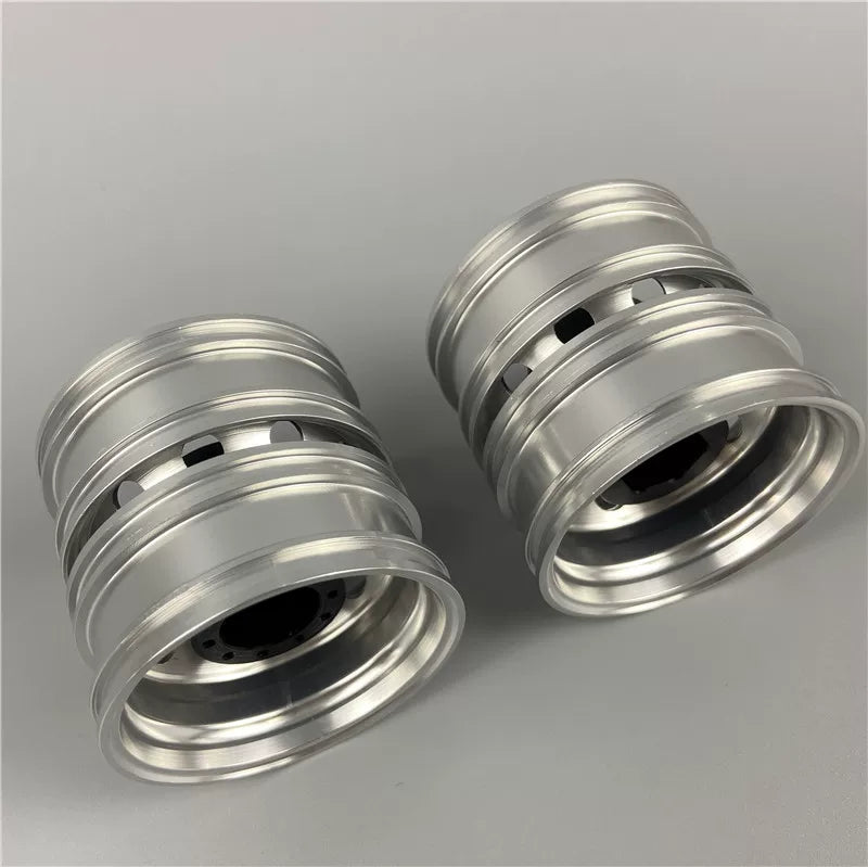 1/14 Scale CNC Machined Aluminum Rear Wheel Rims (4-Piece Set) for Tamiya Trucks - Simulation Heavy-Duty Hub Kit