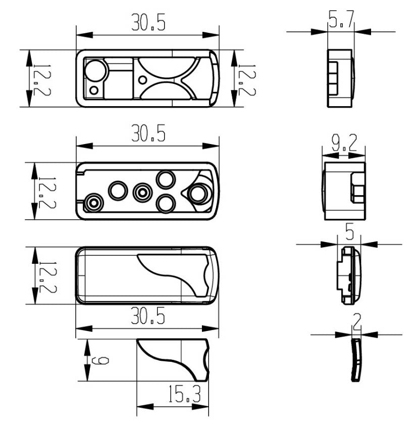 1/14 Scale MAN European Truck Rear Tail Light Set - Multi-Piece Plastic Lamp Kit with Red Lens, Clear Lens & Black Base