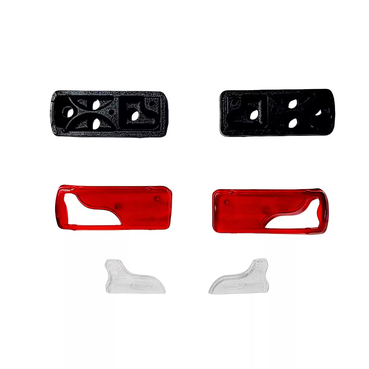 1/14 Scale MAN European Truck Rear Tail Light Set - Multi-Piece Plastic Lamp Kit with Red Lens, Clear Lens & Black Base