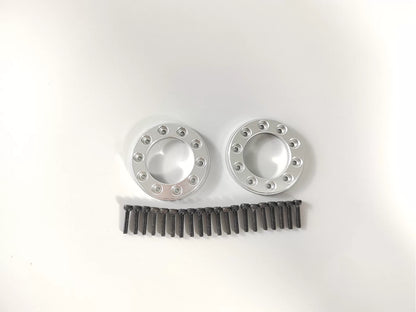 1/14 Scale CNC Aluminum Wheel Hub Cover Rings - Hollow Beadlock Style for Tamiya Trucks (Silver, 2pcs)