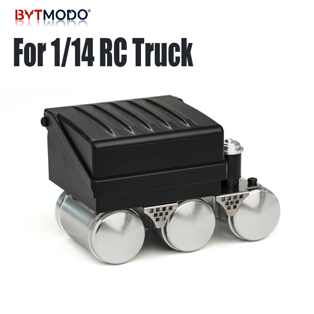 RC Truck Battery Box Metal with Air Tanks Servo Mount Bracket Aluminum Alloy for Tamiya MAN 1/14 Rc Tractor Truck Tipper Dumper