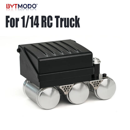 RC Truck Battery Box Metal with Air Tanks Servo Mount Bracket Aluminum Alloy for Tamiya MAN 1/14 Rc Tractor Truck Tipper Dumper
