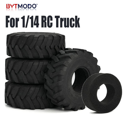 105mm Soft Rubber Tires Chevron Tread Sponge Inner for 1/14 Tamiya RC Truck Dump Tractor Crawler Climbing Off-Road DIY