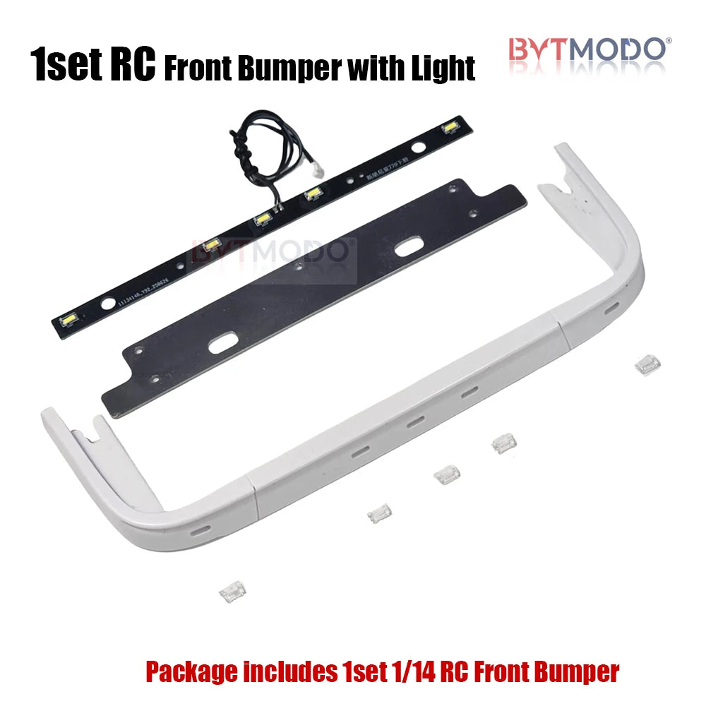 RC Front Bumper Lip LED Light Bar Unpainted ABS for 1/14 SCANIA 770S RC Truck Tamiya Hino VOLVO 750 ACTROS 3363 MAN TGX