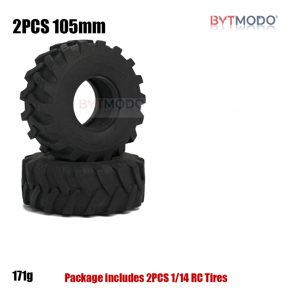 105mm Soft Rubber Tires Chevron Tread Sponge Inner for 1/14 Tamiya RC Truck Dump Tractor Crawler Climbing Off-Road DIY