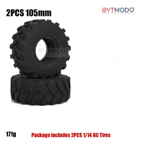 105mm Soft Rubber Tires Chevron Tread Sponge Inner for 1/14 Tamiya RC Truck Dump Tractor Crawler Climbing Off-Road DIY