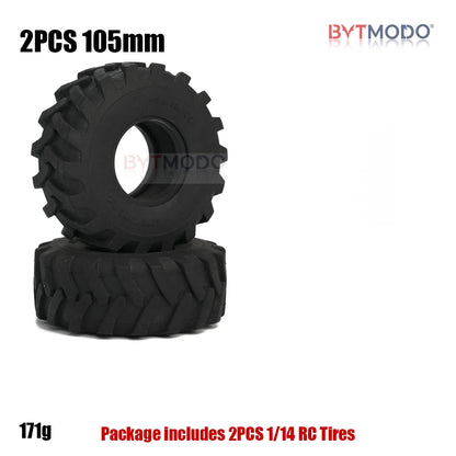 105mm Soft Rubber Tires Chevron Tread Sponge Inner for 1/14 Tamiya RC Truck Dump Tractor Crawler Climbing Off-Road DIY