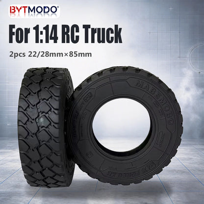 22mm/28mm 2PCS Rubber Tires Gravel Tread for 1/14 Tamiya RC Truck Tipper SCANIA 770S VOLVO BENZ MAN TGX Car Wheel Hub