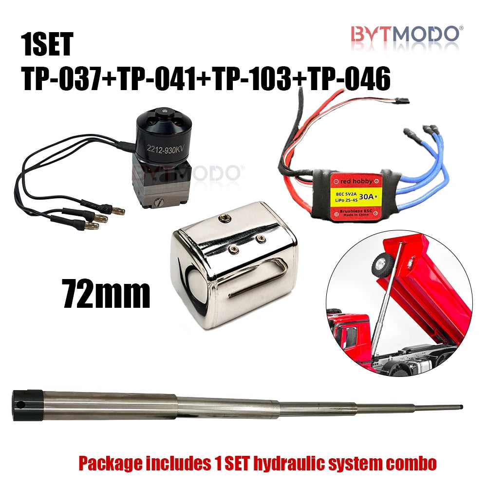 Rc Hydraulic System Oil Tank Pump Cylinder Brushless ESC Motor Parts for Tamiya 1/14 Rc Truck Tractor Car Tipper Dumper SCANIA