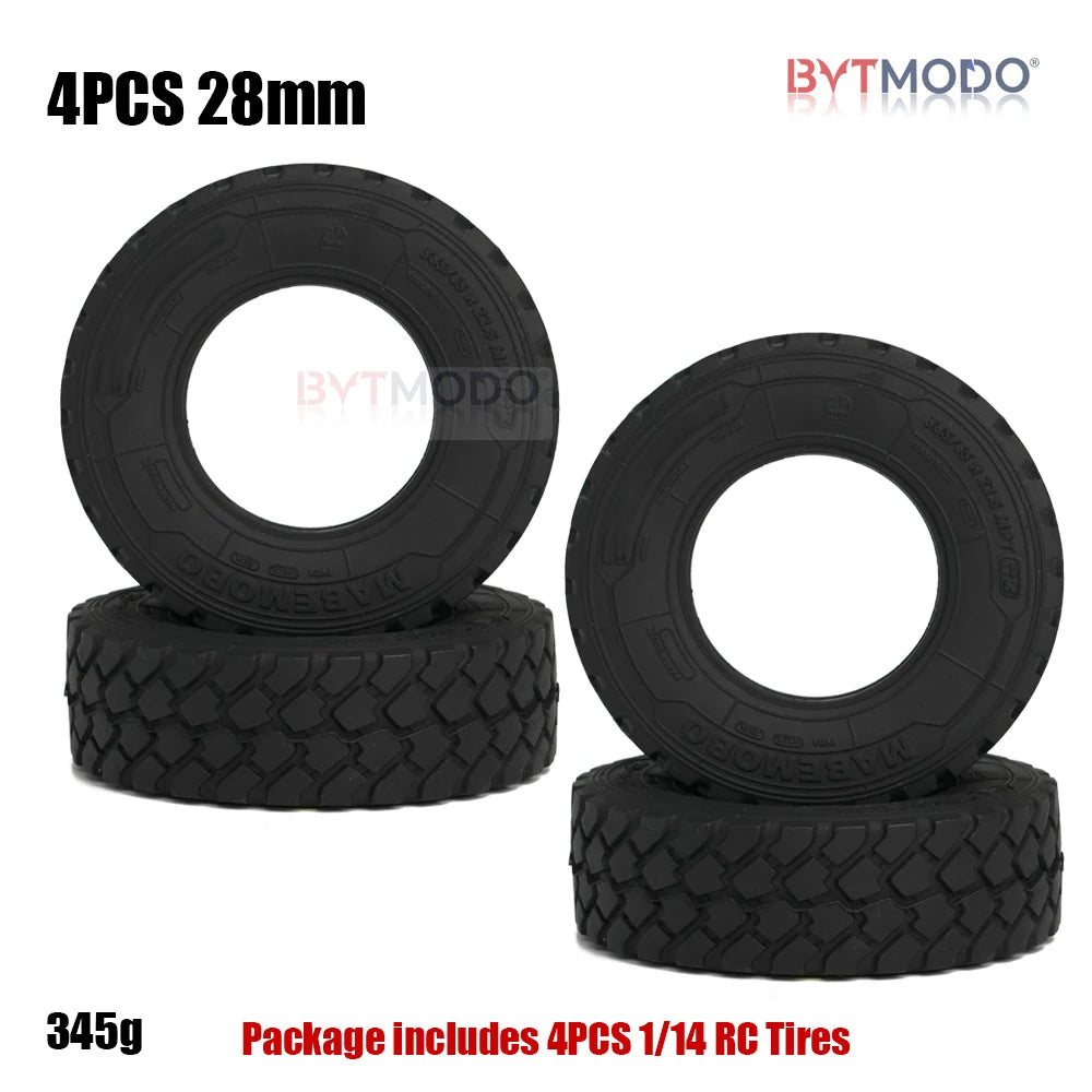 1/14 Truck Tires Off-Road Tire 22/28mm Block Tread Tyre for 1/14 Tamiya RC Truck Tractor Tipper Dump SCANIA VOLVO BENZ MAN TGX