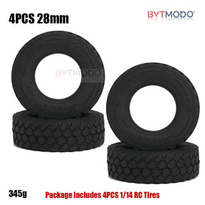 1/14 Truck Tires Off-Road Tire 22/28mm Block Tread Tyre for 1/14 Tamiya RC Truck Tractor Tipper Dump SCANIA VOLVO BENZ MAN TGX