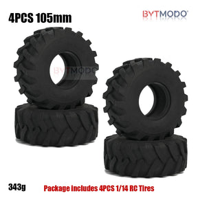 105mm Soft Rubber Tires Chevron Tread Sponge Inner for 1/14 Tamiya RC Truck Dump Tractor Crawler Climbing Off-Road DIY