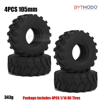 105mm Soft Rubber Tires Chevron Tread Sponge Inner for 1/14 Tamiya RC Truck Dump Tractor Crawler Climbing Off-Road DIY