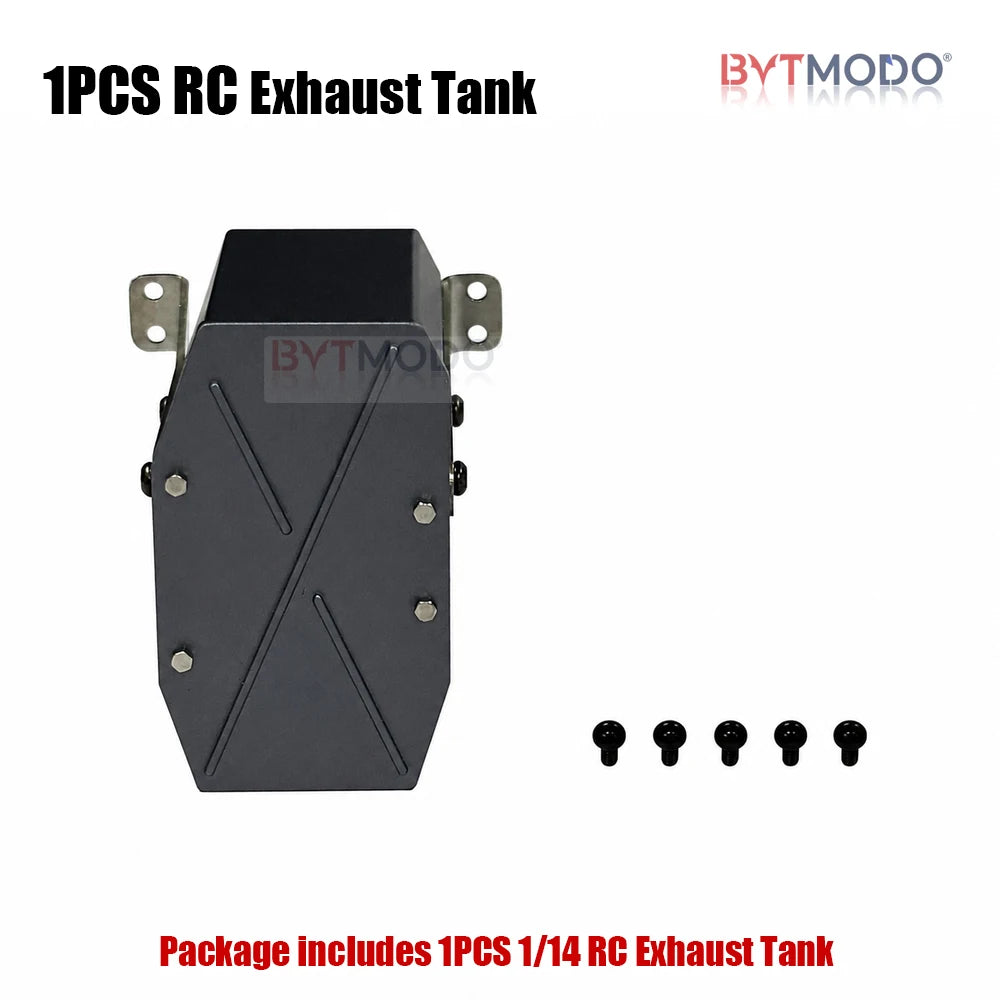 Exhaust Tank Muffler Box Aluminum Alloy for 1/14 IVECO RC Truck Tamiya SCANIA 770S Tractor VOLVO 750 ACTROS 3363 MAN TGX