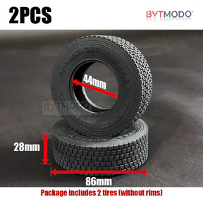 22mm/28mm 2PCS Rubber Tires for 1/14 Tamiya RC Truck Tipper SCANIA 770S VOLVO BENZ MAN TGX Car Wheel Hub