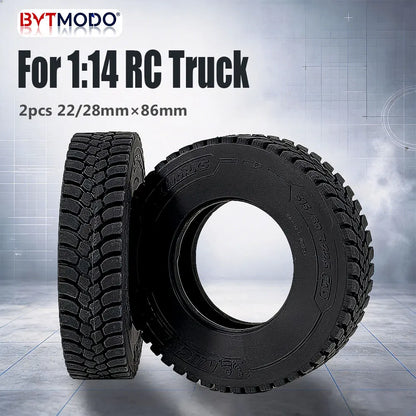 2Pcs 20mm/28mm Rubber Tires for 1/14 Tamiya RC Truck Tipper SCANIA 770S VOLVO BENZ MAN TGX Car Wheel Hub Accessories