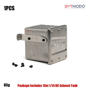 RC Exhaust Tank RC Truck Muffler Box Canister Stainless Steel Bracket for Tamiya MAN TGX 1/14 Rc Tractor Truck Tipper Dumper