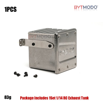 RC Exhaust Tank RC Truck Muffler Box Canister Stainless Steel Bracket for Tamiya MAN TGX 1/14 Rc Tractor Truck Tipper Dumper