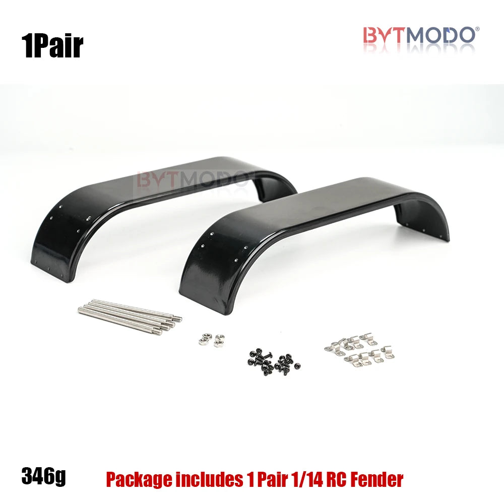 Pair 1/14 RC Dump Rear Fender Steel Dual Wheel Mud Flaps Mudguard Wheel Cover for Tamiya 1/14 Rc Tractor Truck Tipper Dumper