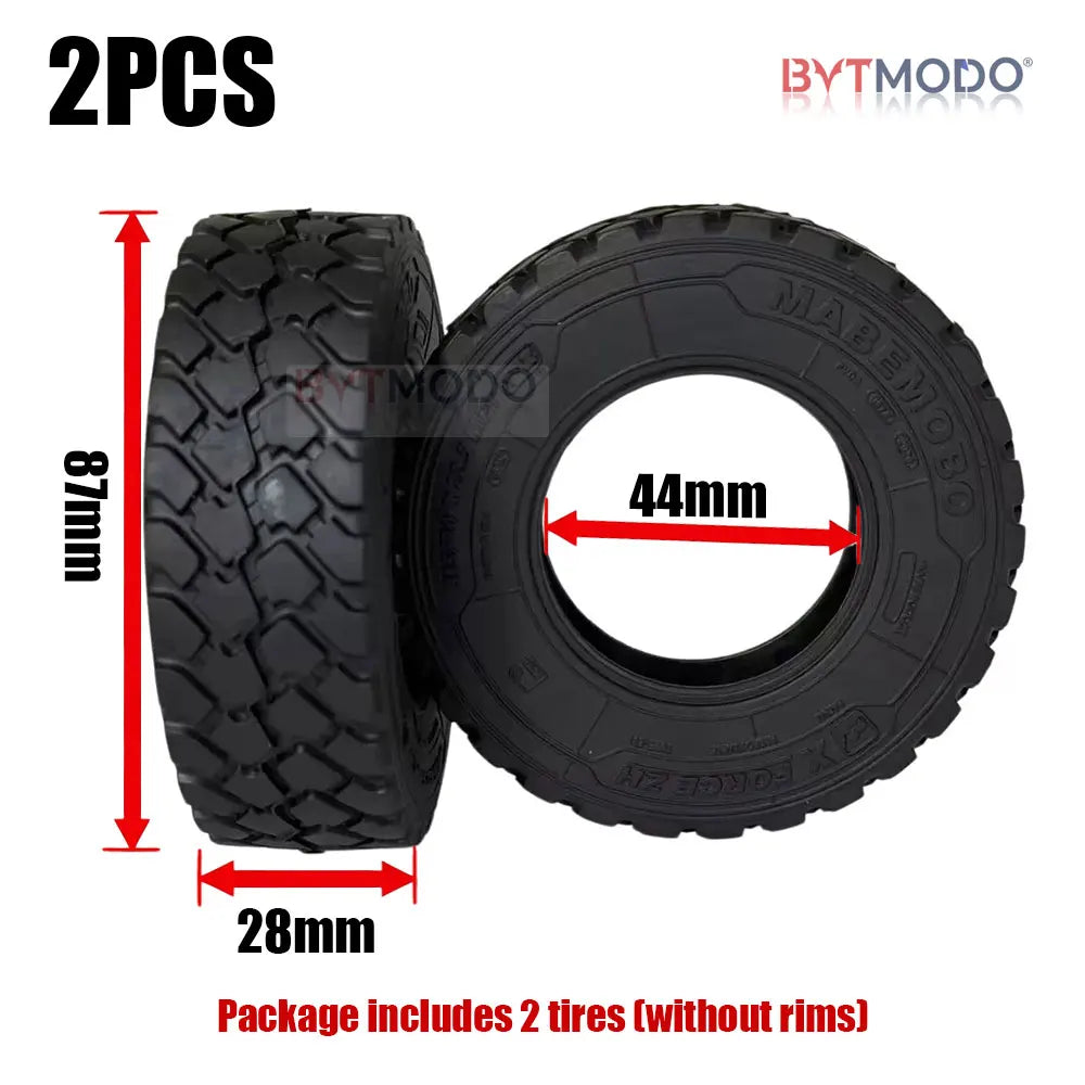 22mm/28mm 2PCS Rubber Tires Gravel Tread for 1/14 Tamiya RC Truck Tipper SCANIA 770S VOLVO BENZ MAN TGX Car Wheel Hub