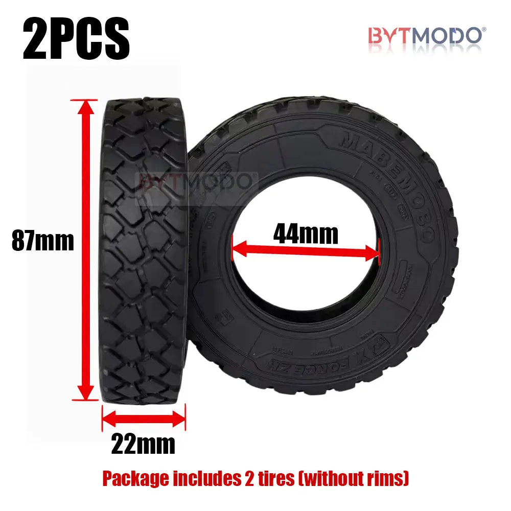 22mm/28mm 2PCS Rubber Tires Gravel Tread for 1/14 Tamiya RC Truck Tipper SCANIA 770S VOLVO BENZ MAN TGX Car Wheel Hub