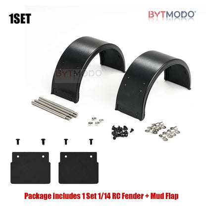 1/14 RC Dump Front/Rear Fender Pair Steel Dual Wheel Mud Flaps Mudguard Cover for Tamiya 1/14 Rc Tractor Truck Tipper Dumper