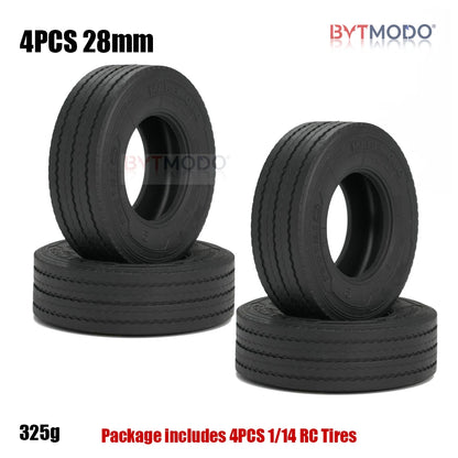 22mm 28mm Rubber Tires Highway Road Tyre for 1/14 Tamiya RC Truck Tractor Tipper SCANIA 770S VOLVO BENZ MAN TGX Upgrade