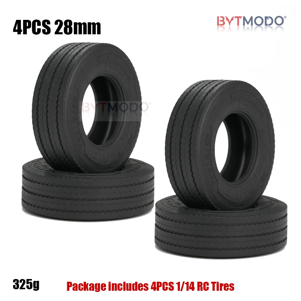 RC Truck Tire 22mm 28mm Rubber Tires Highway Road Tyre for 1/14 Tamiya RC Truck Tractor Tipper SCANIA 770S VOLVO BENZ MAN TGX